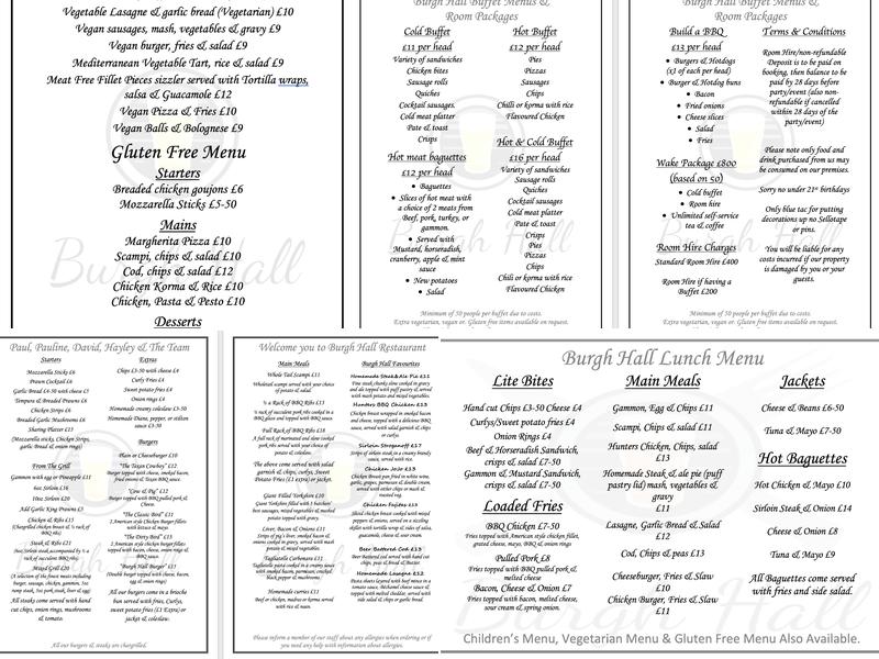 Burgh Hall Menu