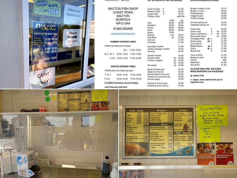Bacton Fish Shop Menu