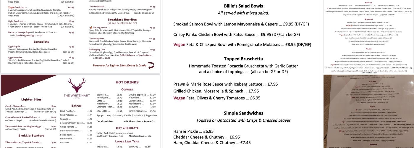 The White Hart Menu