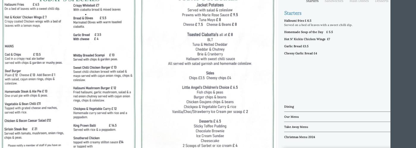 Angel Inn Larling Menu