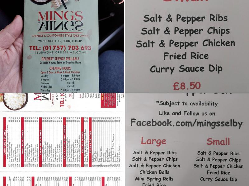 Mings Chinese Menu