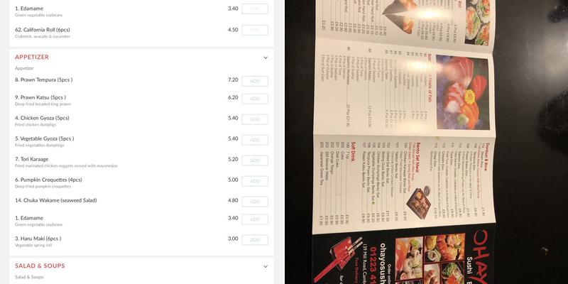 Ohayo Sushi Bar Menu