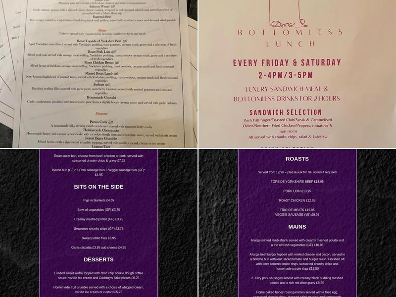 The Priory Bistro Menu