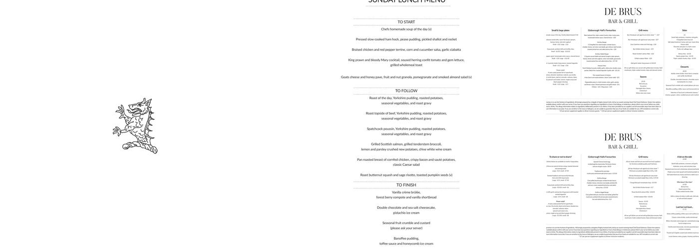 De Brus Bar & Grill @ Gisborough Hall Menu