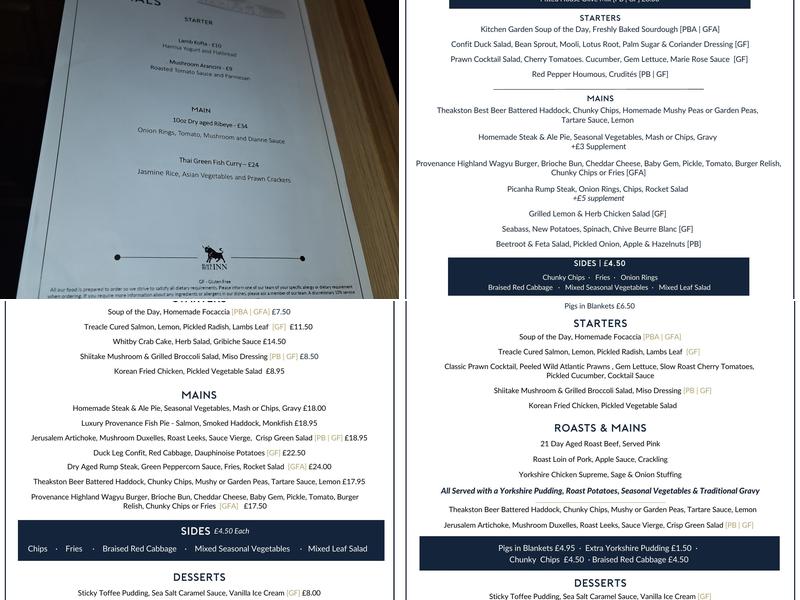 Black Bull Inn Menu