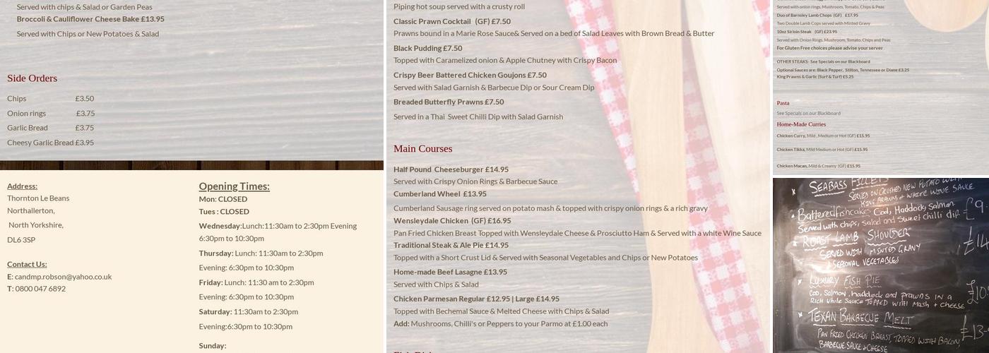 The Crosby Village Inn & Restaurant Menu