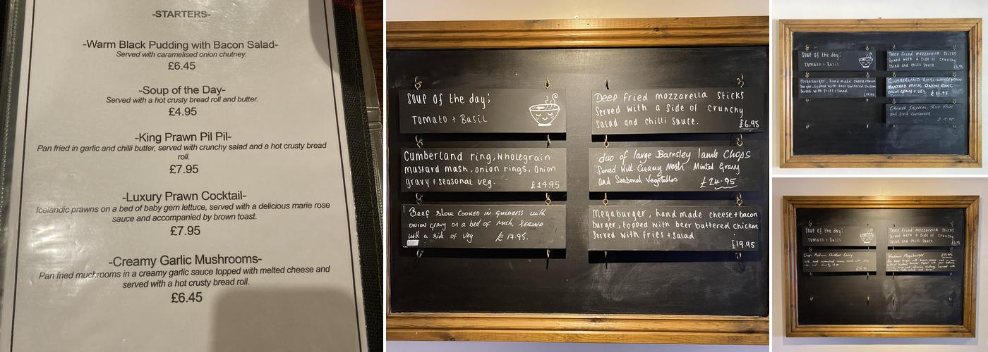 The Woodman Inn Menu