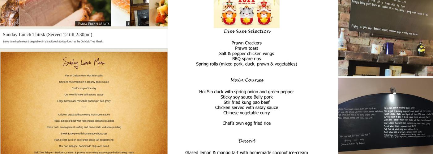 Old Oak Tree Menu