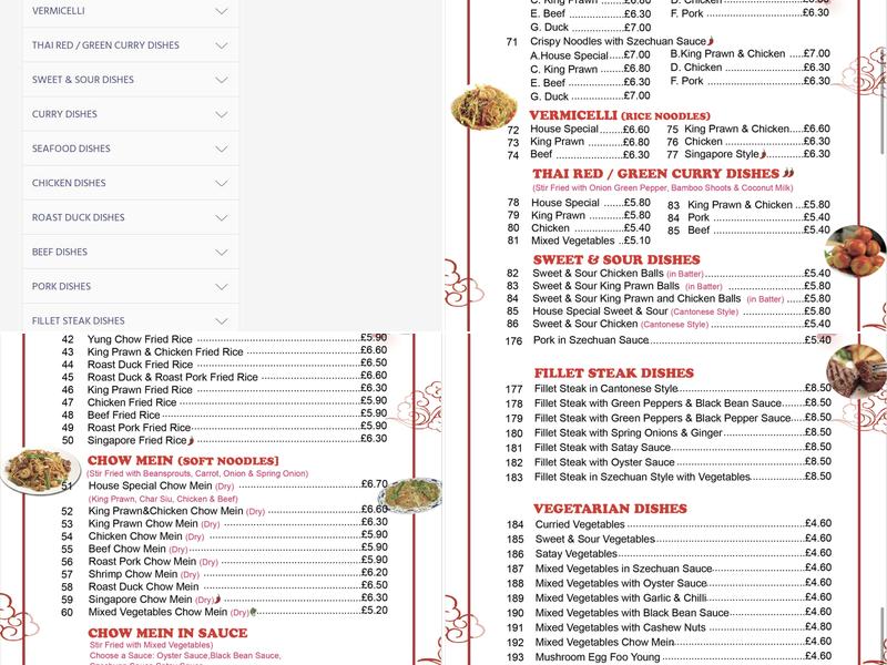 The Dragon Inn Menu