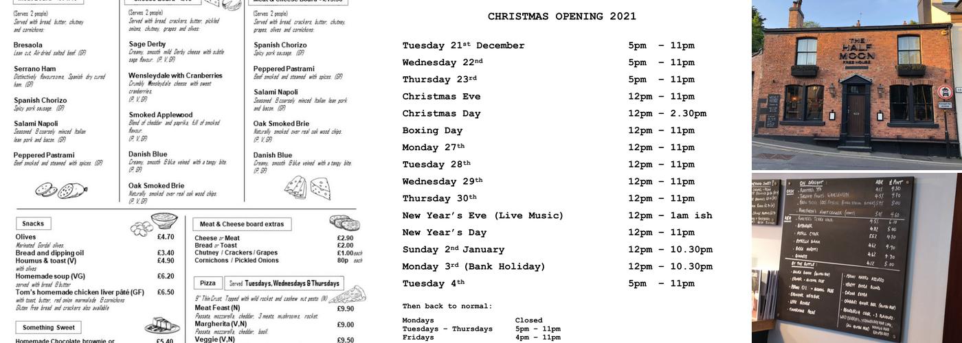 The Half Moon Free House Menu