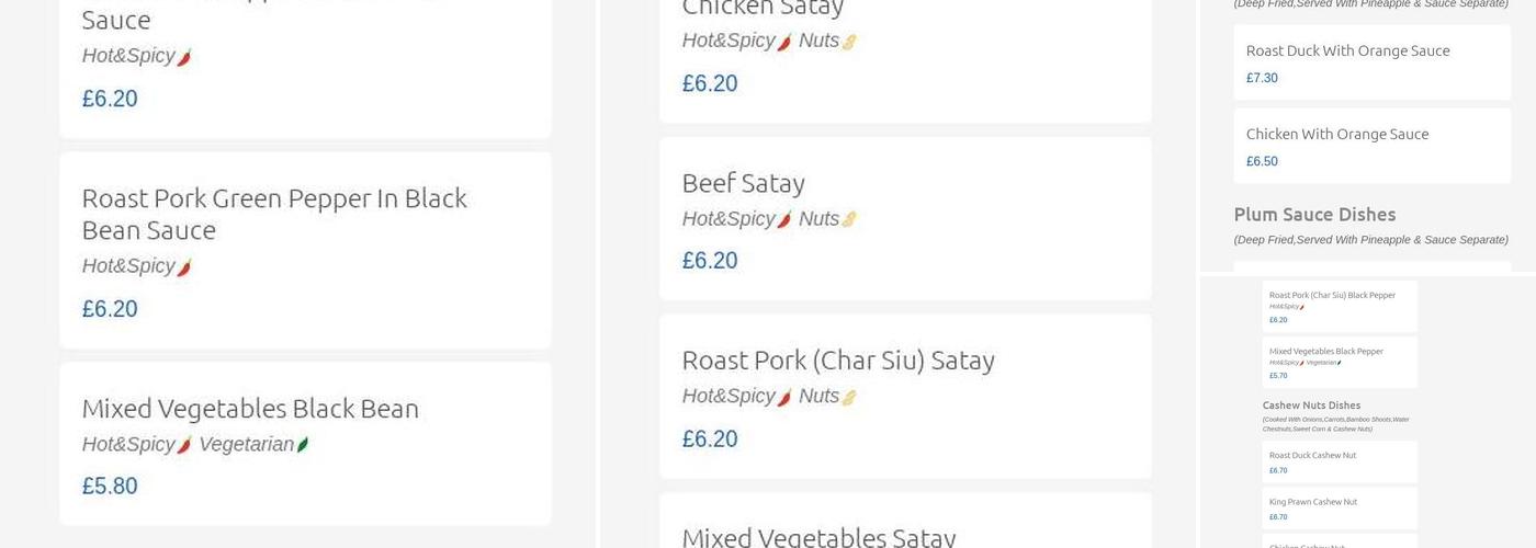 Wonder Food Chinese & Thai Takeaway Menu