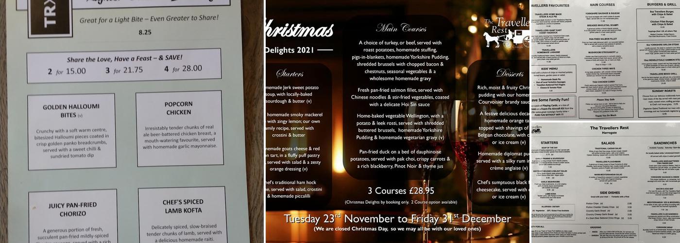 The Travellers Rest Menu
