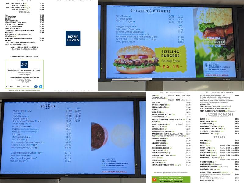 Bizzie Lizzie's, High Street Car Park Menu