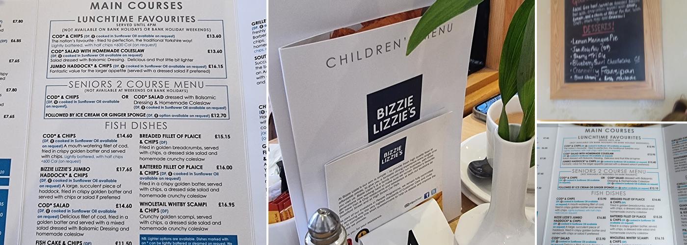 Bizzie Lizzie's, Swadford Street Menu