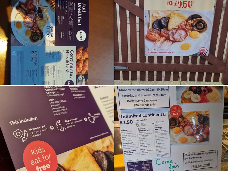 Clayton Green Brewers Fayre Menu