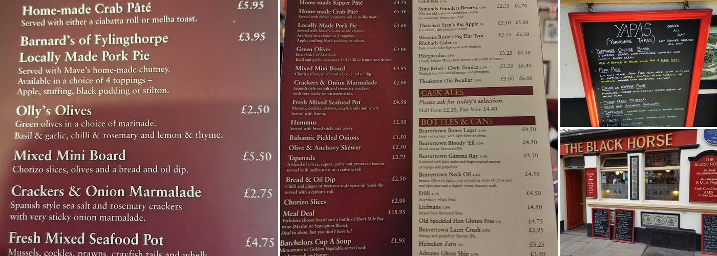 Black Horse Inn Menu