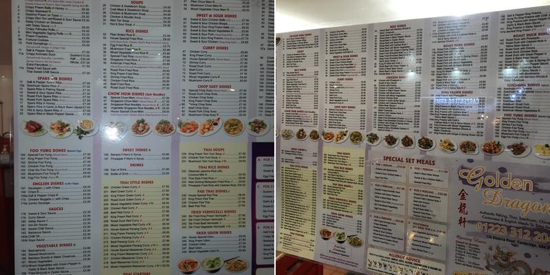 Golden Dragon Menu