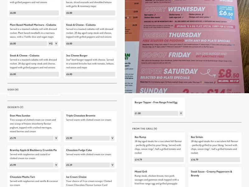 Brocklehurst Arms Menu