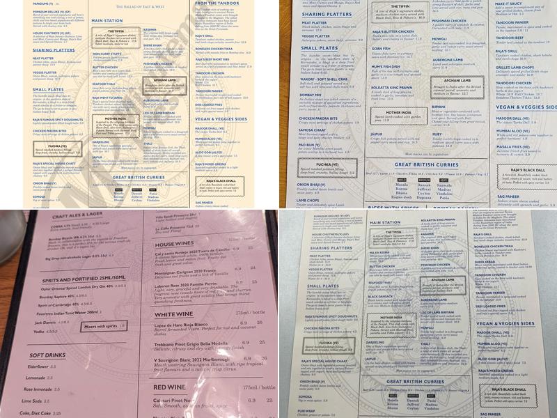 Raja Restaurant Menu