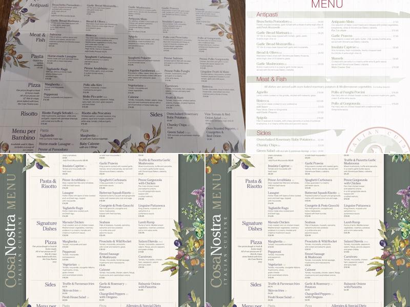 Cosa Nostra Menu