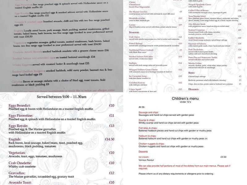 The Marine Bar & Restaurant Menu