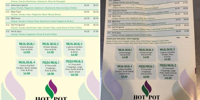 Hot Pot Menu