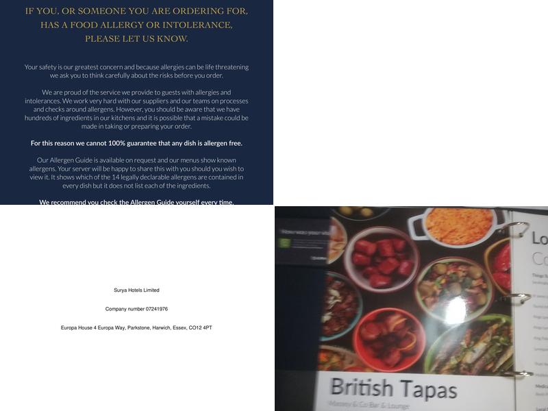 The Duke's Head Menu