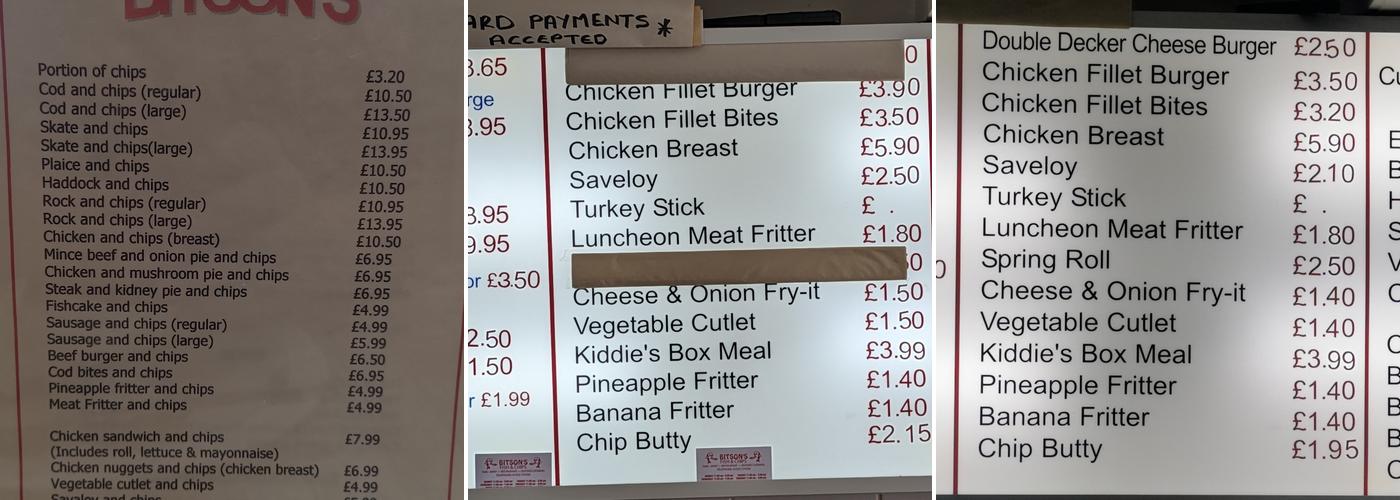 Bitson's Menu