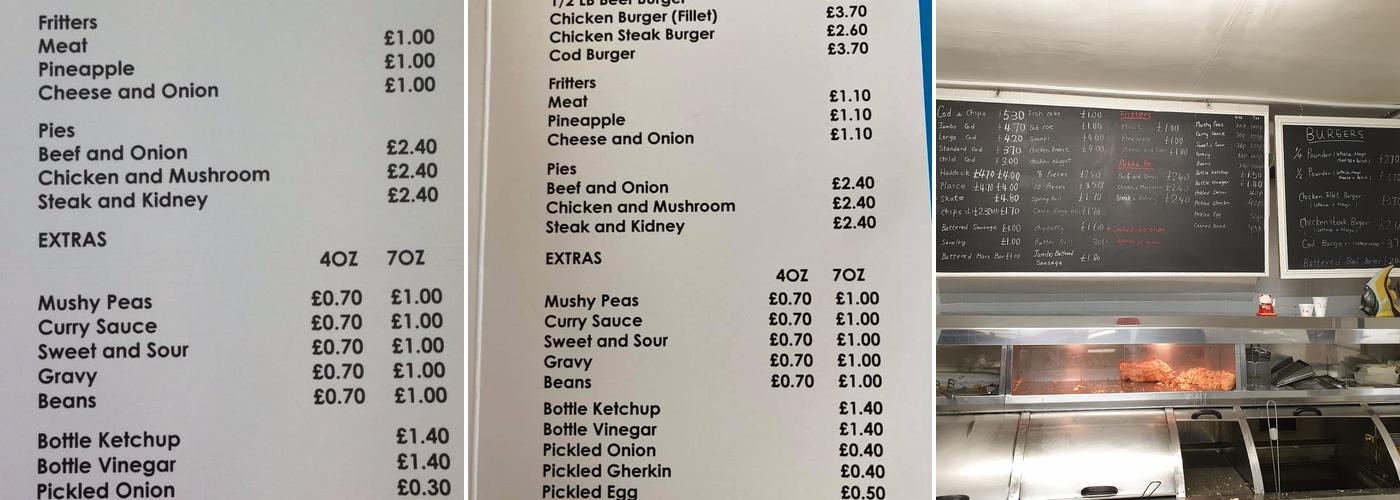 The Portland Plaice Menu