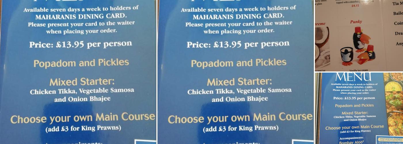 Maharani's Hampton Hargate Menu