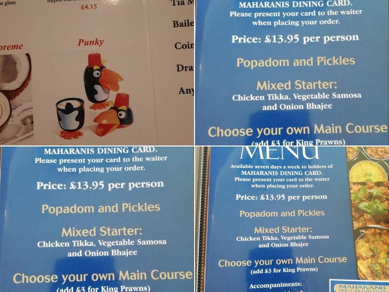 Maharani's Hampton Hargate Menu