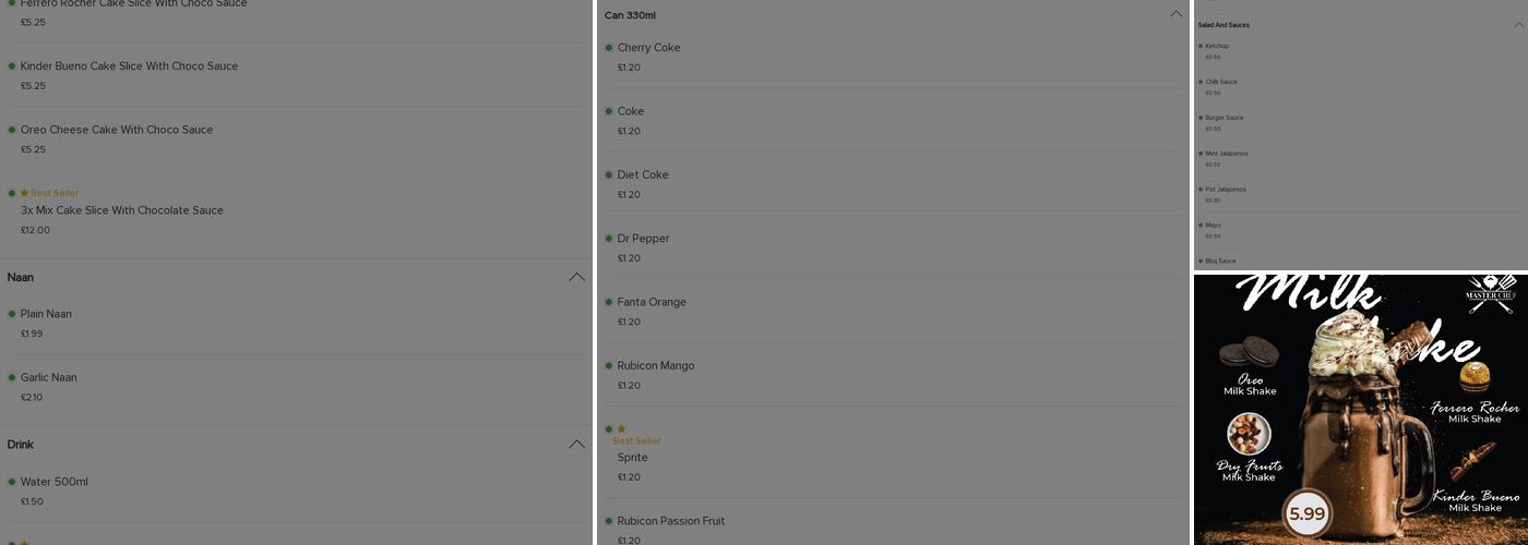 The Master Chef - Indian Take Away Menu