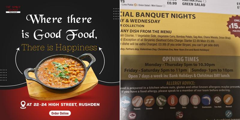 The Spice Lounge Menu