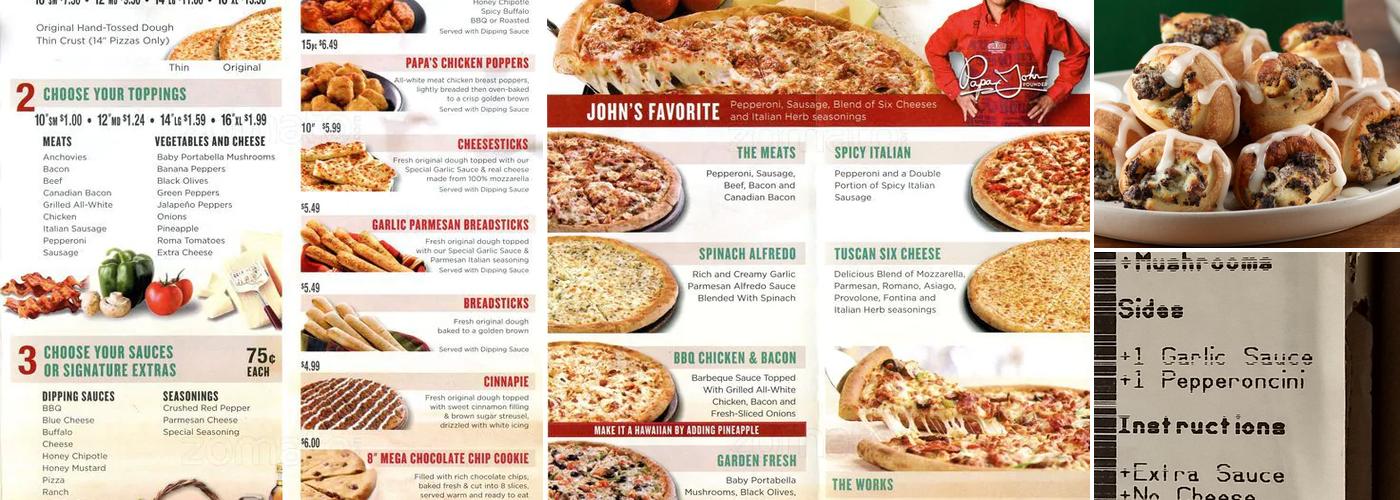 Papa Johns Pizza Menu