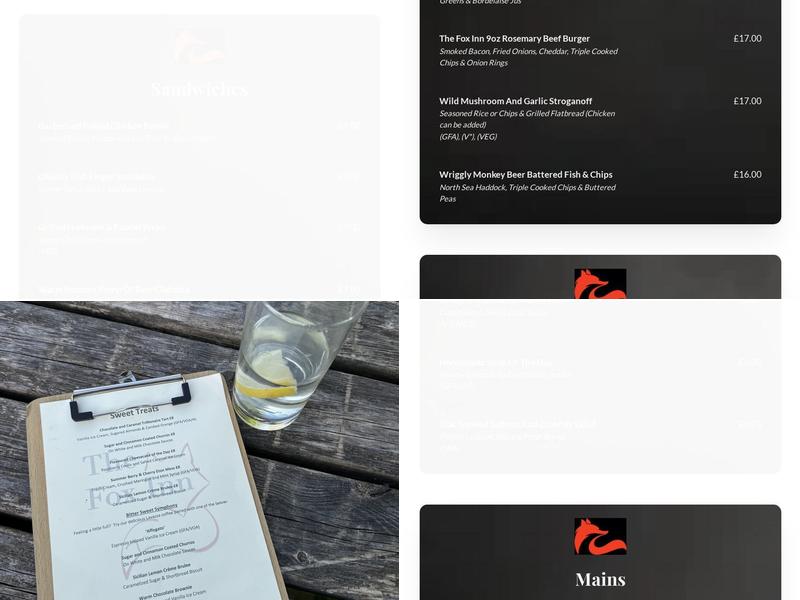 The Fox Inn Menu