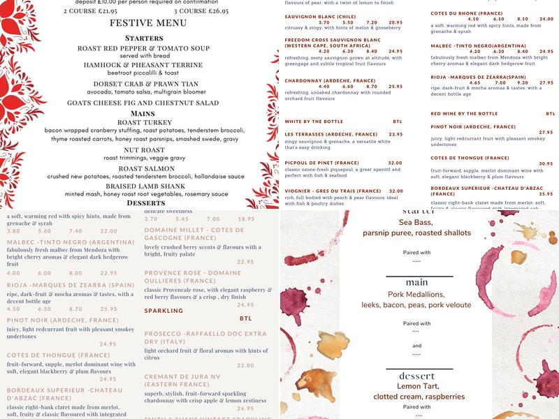 The Frampton Arms Menu