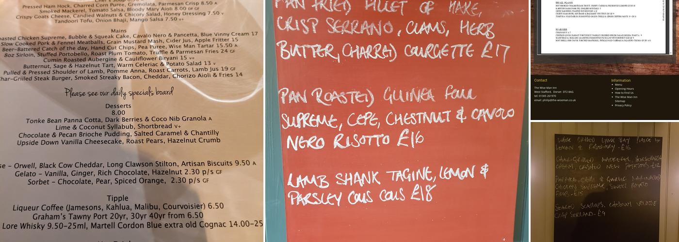 The Wise Man Inn Menu