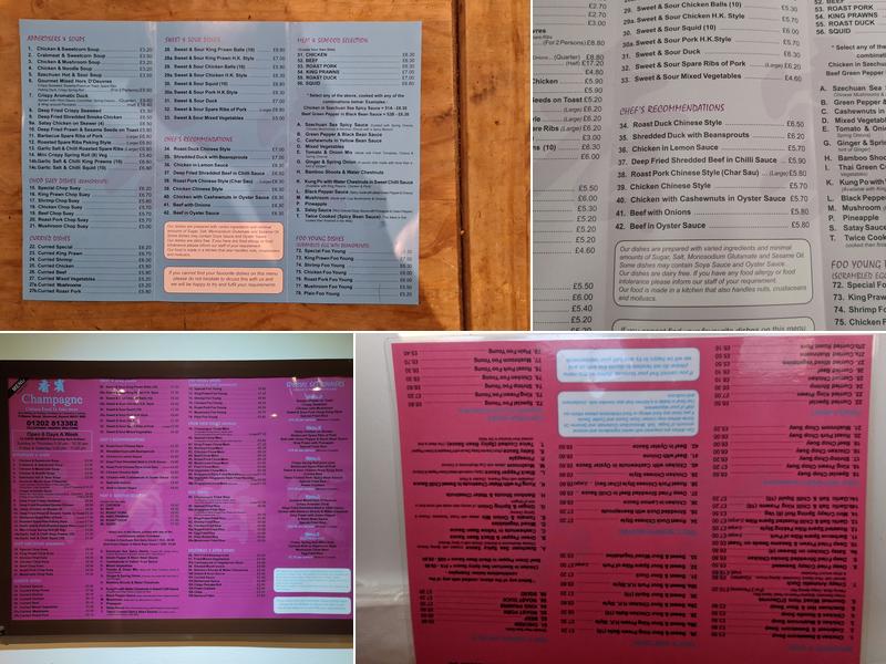 Champagne Chinese Takeaway Menu