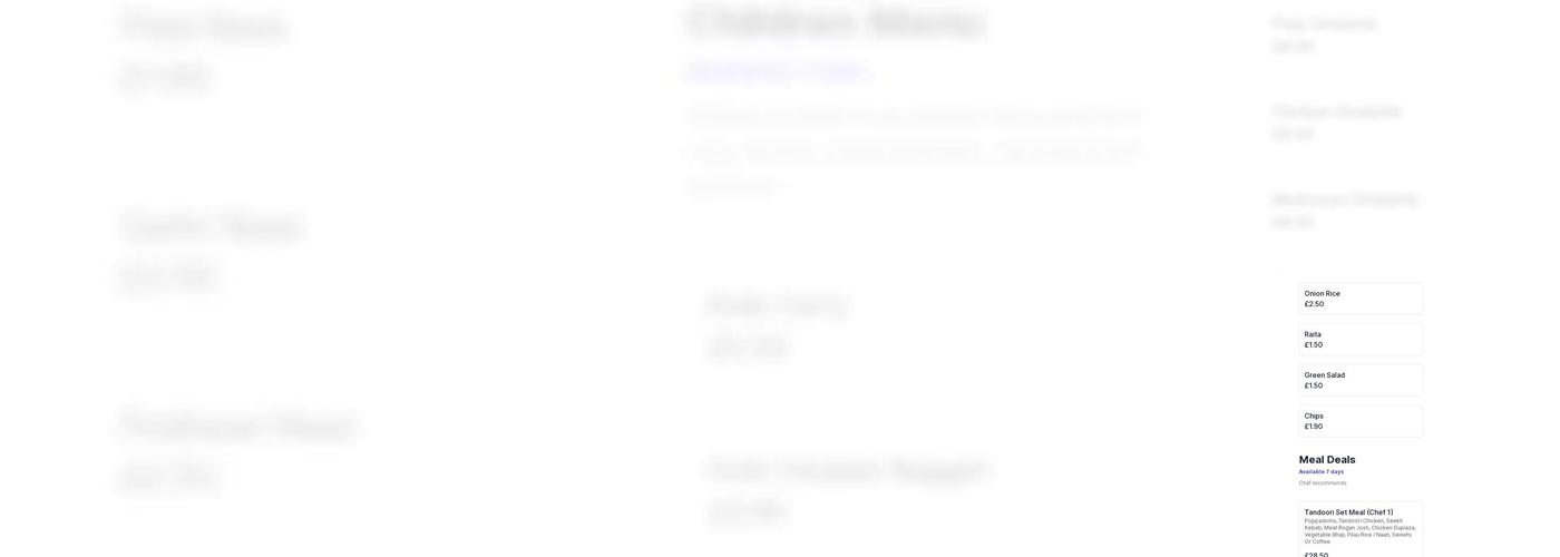 Maharaj's Lounge Menu