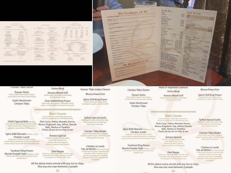 Asmara Indian Cuisine & Cocktail Lounge Menu