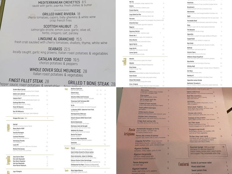 Zest Gastronomia Menu