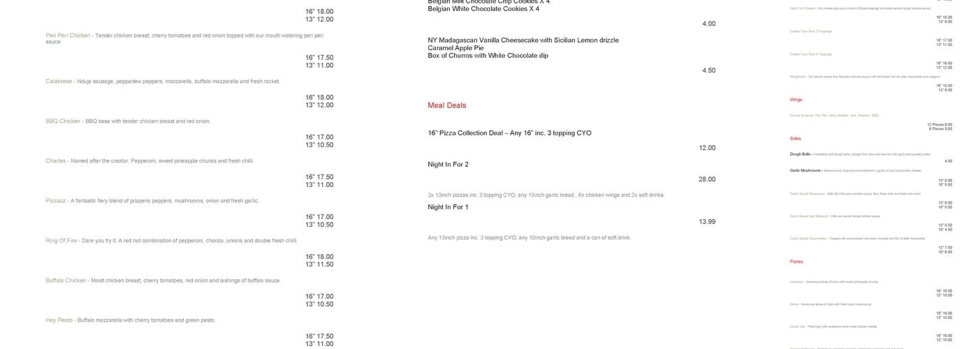 Lytham Pizza Company Menu