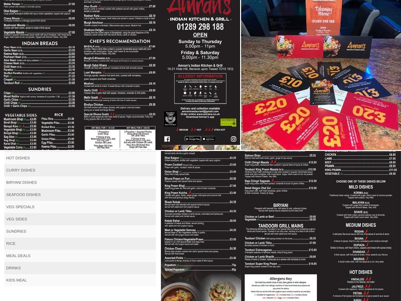 Amran's Indian Kitchen & Grill Menu