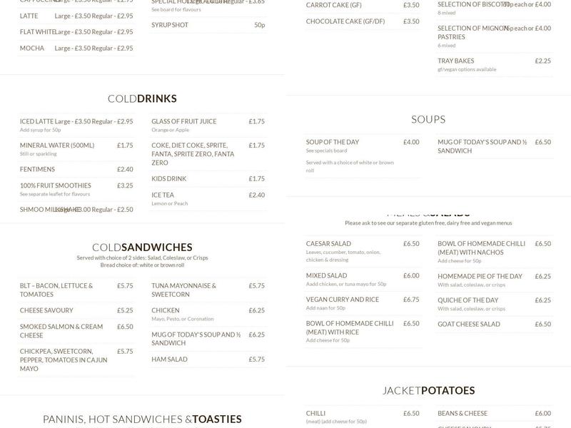 The Small World Café Menu