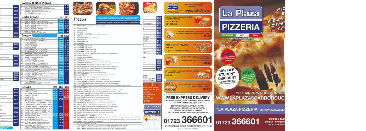 La Plaza Pizzeria Menu