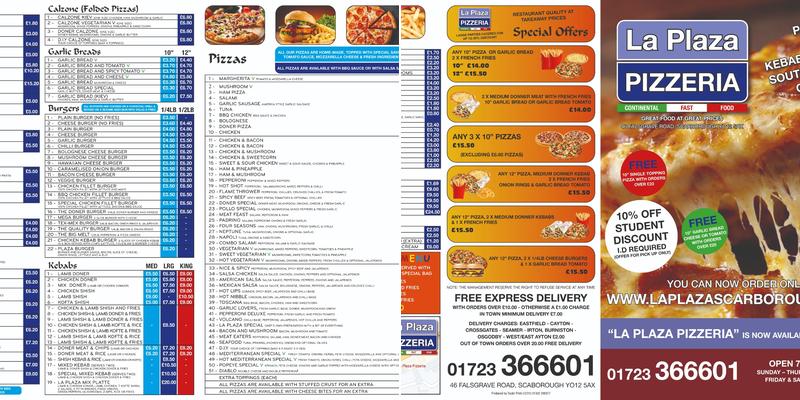 La Plaza Pizzeria Menu