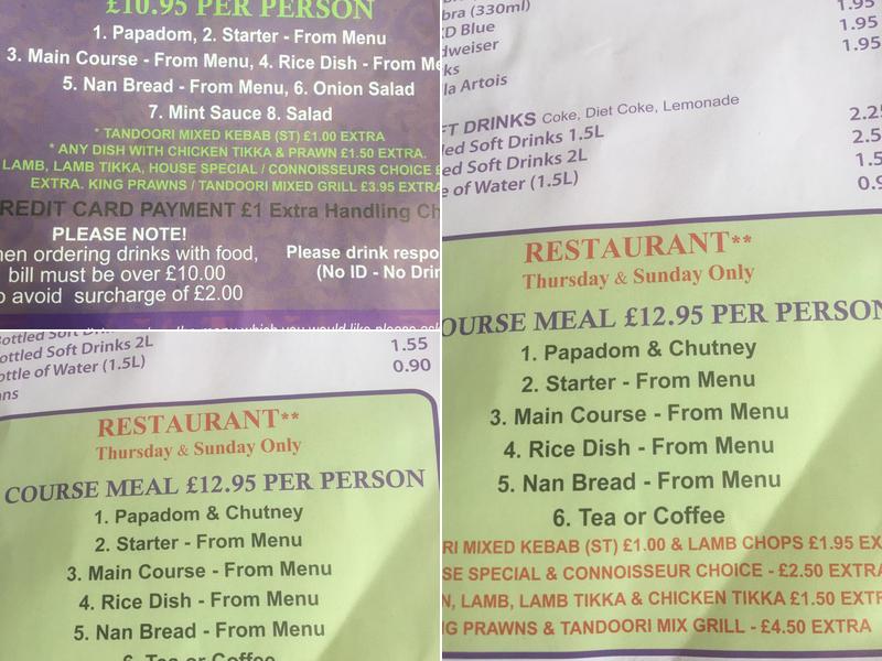 Rakhi Indian Restaurant - Seaton Burn Menu