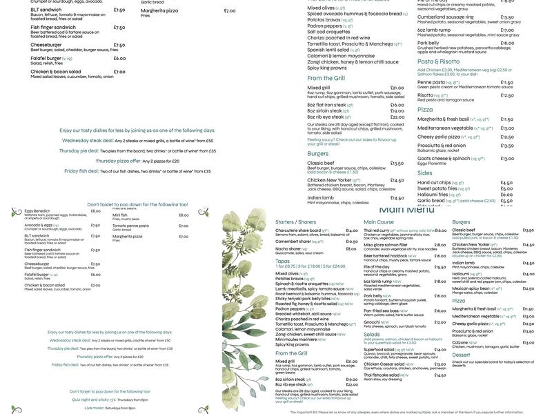 Commercial Inn- Beeston Menu