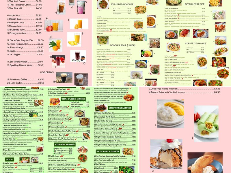 Bee Thai Restaurant and Takeaway Menu