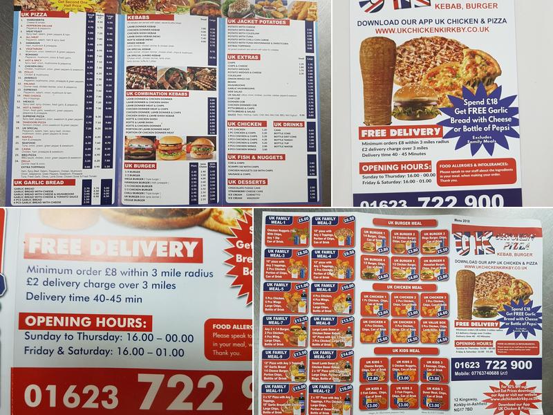 UK Chicken & Pizza Menu